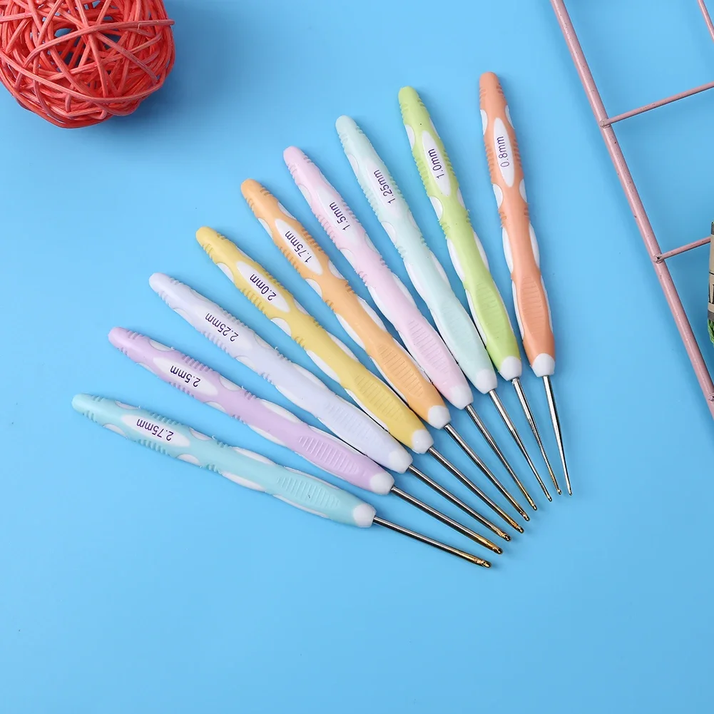 9-teiliges Stricknadel-Set, handgefertigt, Aluminium-Häkelnadeln, Nadeln, bequemer Griff, Festival-Geschenk zum Nähen, Webwerkzeug