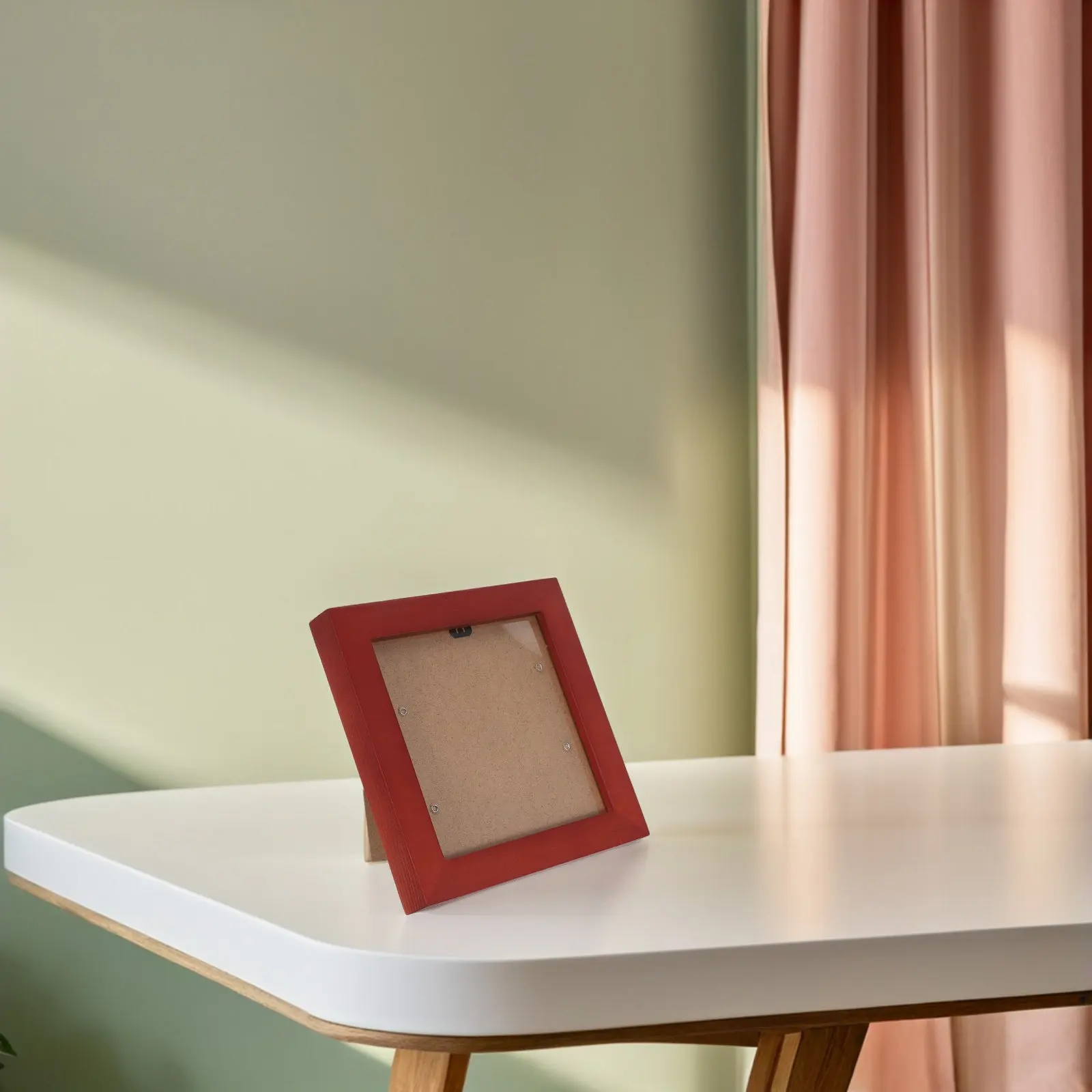 2Pcs Square Wood Cd Storage Frame Dark Red Picture Display for Wedding Birthday Calligraphy Art Wall Decoration