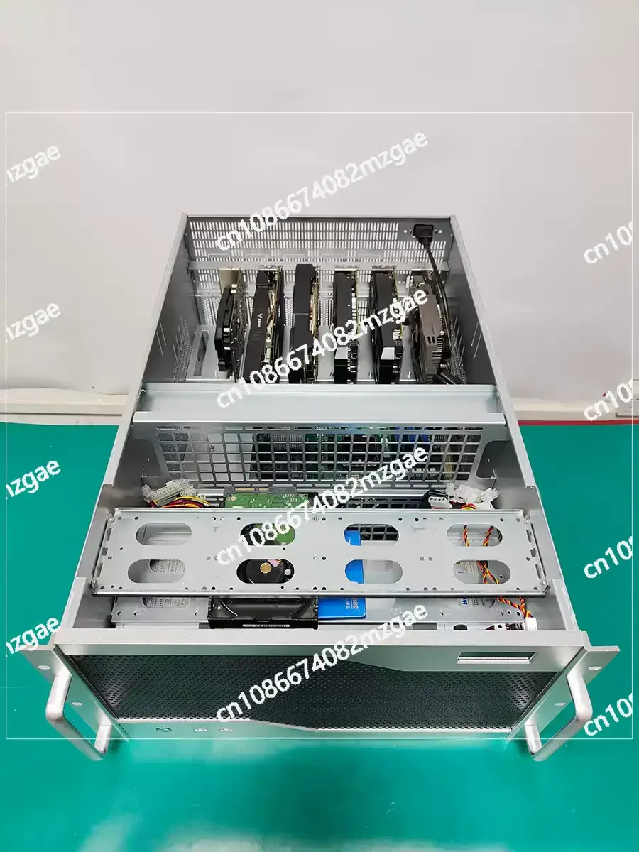 12-Slot 6U Server Chassis for Multi-GPU Setup, Dual ATX Power Supply, Water-Cooled Compatible with E-ATX Motherboard
