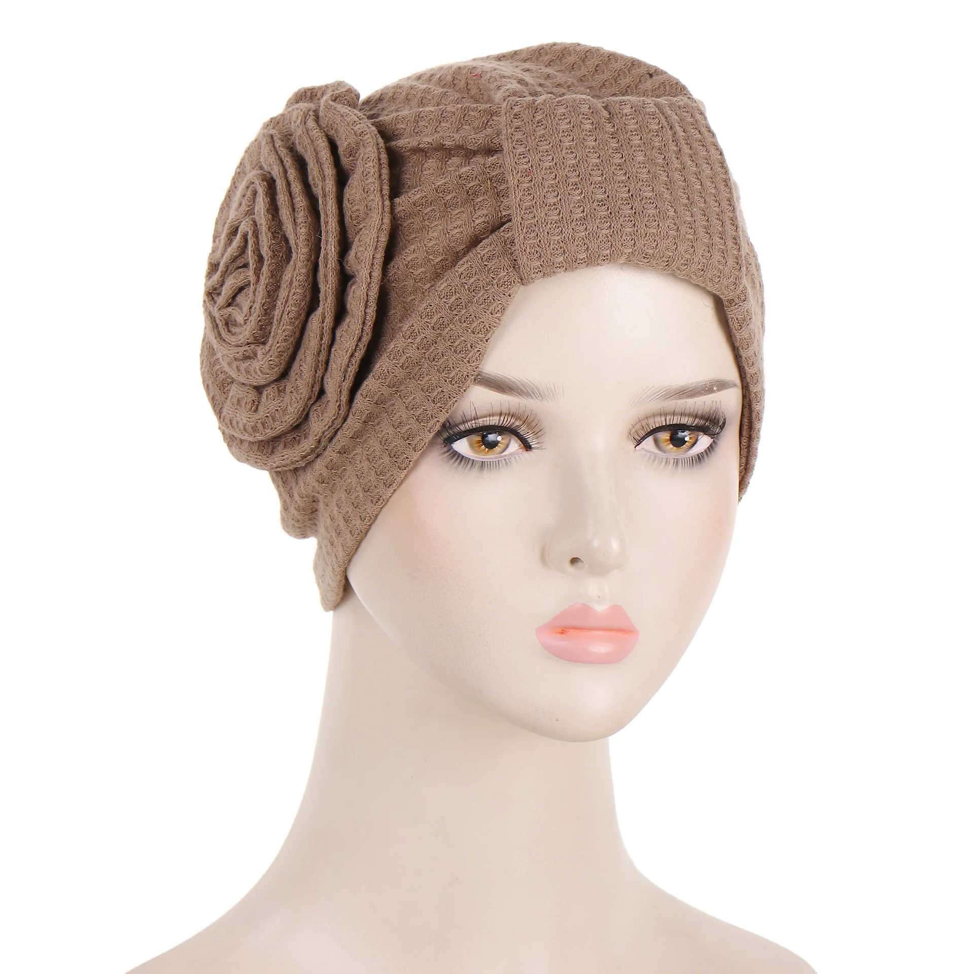 Chapéu monocromático indiano com flores para mulher, Moda muçulmana, Envoltório de cabeça, Turbante, Bandana, Gorros capota, Ramadã, Gorro novo, Boné de quimioterapia, 2021