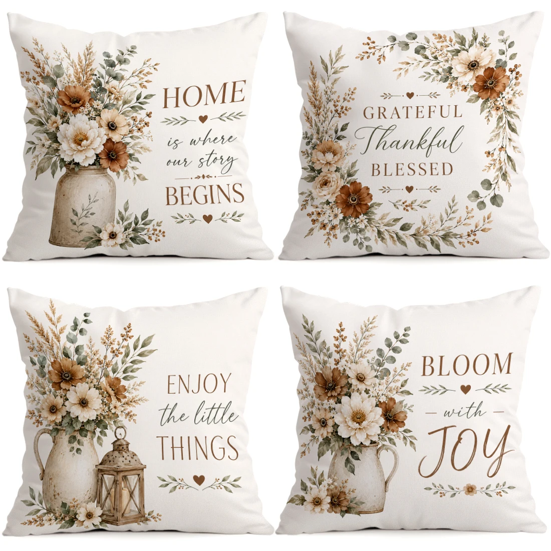 Autumn Flowers Pillowcase Printed Polyester 40/45/50cm Throw Pillowcover Decorative Sofa Cushion Pillowslip Home Decor