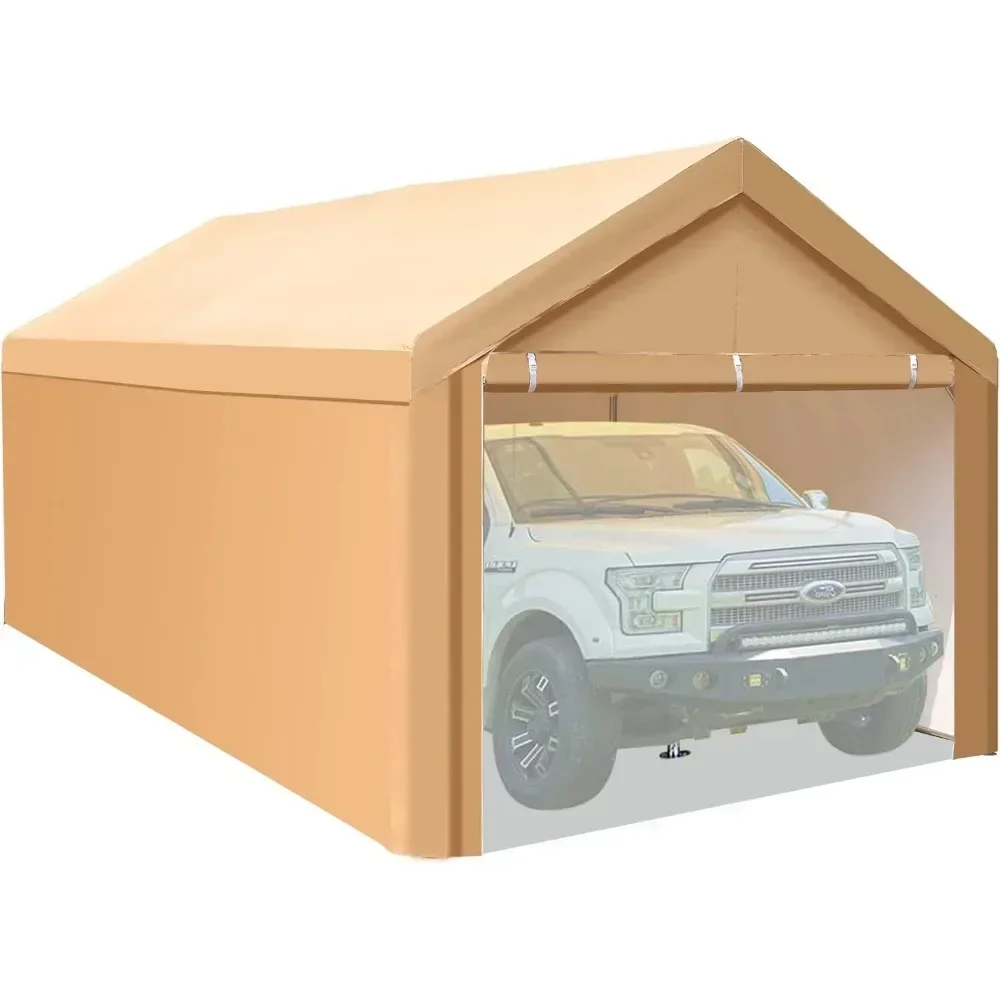 #For Carport, 10x20ft heavy duty carport, car awning garage, boat party tent shed with removable side walls and doors, beige car