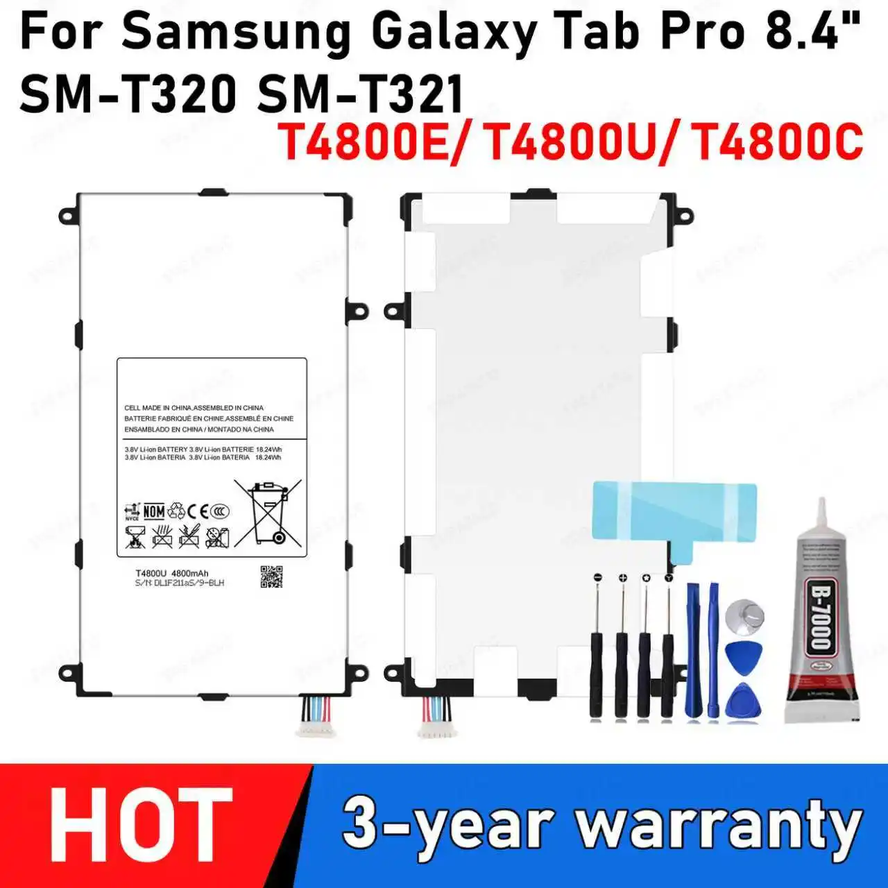 

100% New High Quanlity T4800U T4800C T4800E 4800mAh Replacement Battery For Samsung Galaxy Tab Pro 8.4" SM-T320 SM-T321 Battery+