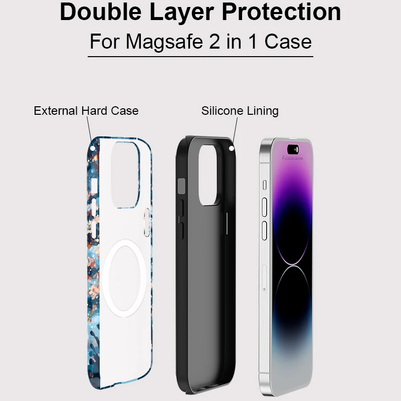 เคสโทรศัพท์แม่เหล็ก Fcicicase สำหรับ Magsafe สำหรับ iPhone 17 16 Pro Max 15 Plus 11 12 13 14 Pro ลายตุ๊กตาหิมะ ป้องกันการกระแทก