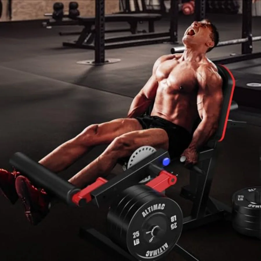 آلة تمديد وتجعيد الساق لتمديد الساق في صالة الألعاب الرياضية المنزلية وآلة تجعيد العضلة ذات الرأسين مع مقعد قابل للتعديل ومسند الظهر