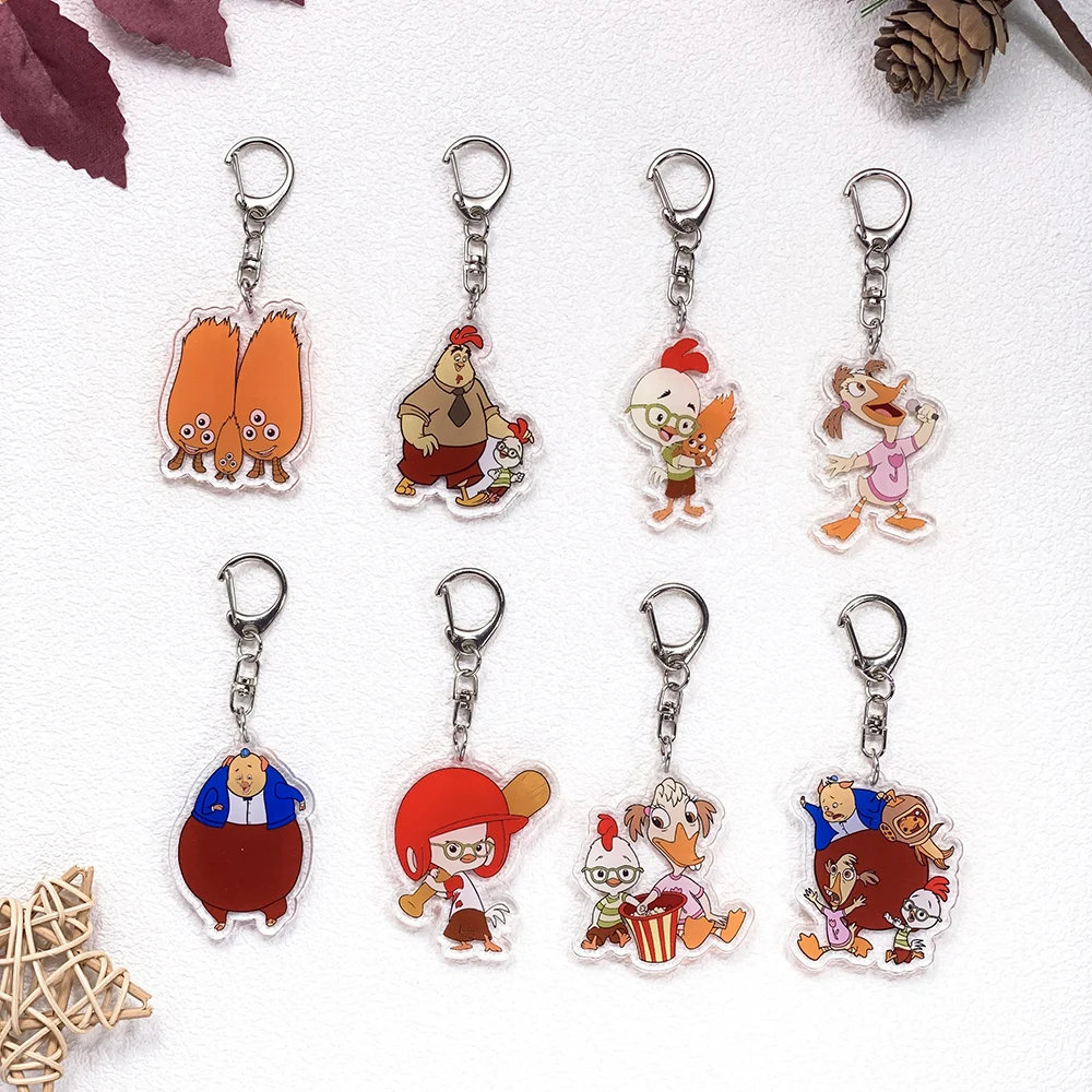 Llavero de acrílico con diseño de pollo de Disney, accesorios para coche, colgante bonito para bolso, divertido soporte para llaves, decoración para mochila, 1/8 unidades