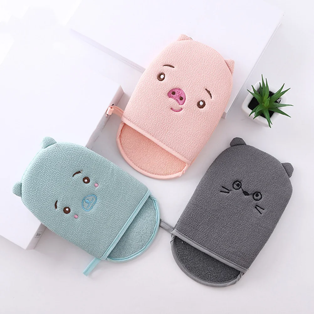 3 قطعة قفازات الاستحمام الكرتون الإبداعية رائعتين دش الغسيل لينة الجسم نظافة المنزل حمام القفازات قفازات التنظيف العميق دش #5