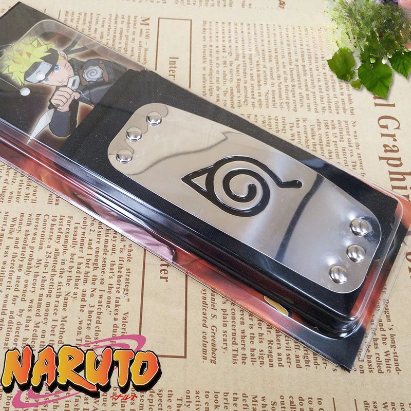 Naruto Headband Cosplay Anime Action Figures Uzumaki Uchiha Metal Gold-plated Forehead Protector Halloween Birthday Party Toys