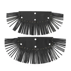 2Pcs Motorcycle Floorboard Fringe PU Leather Cover Universal Foot Pedal Tassel Black Motorcycle Supplies Floorboard Fringe