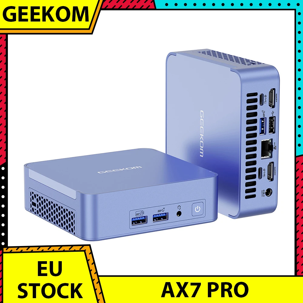 GEEKOM AX7 Pro Mini PC, AMD Ryzen R9 7940HS 8 Core Max 5.2GHz, 32GB DDR5 5600MHz RAM 2TB SSD, WiFi 6E Bluetooth 5.2, 1*USB2.0