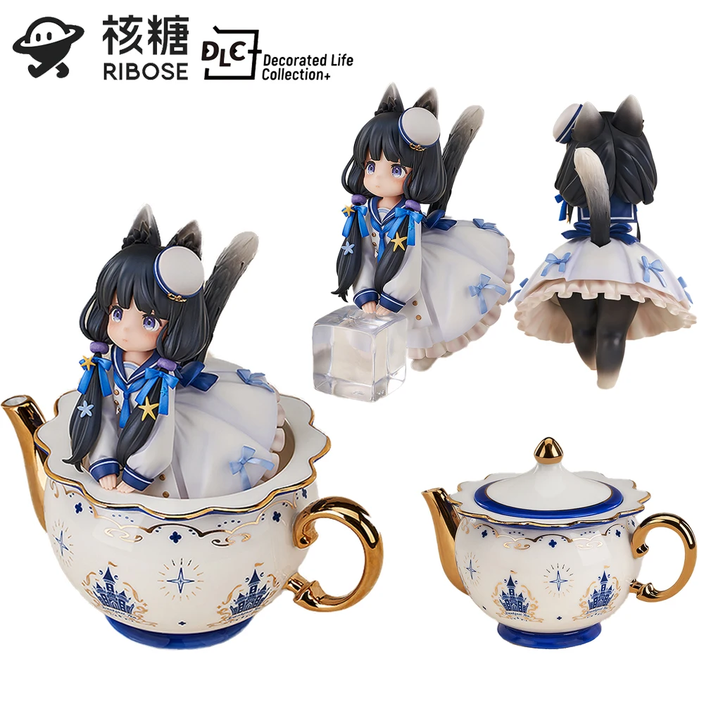 In Stock Original Ribose Dlc Series Tea Time Cats Cow Cat Furry Figures Cute Model Toys Kawaii Cat Girls for Fans Boys Girls