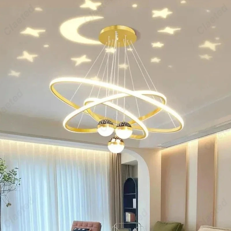 Nordic Led Pendant Light Modern Fashion Circular Lamp Black Golden Chandelier Living Room Bedroom Kitchen Hanging Lighting