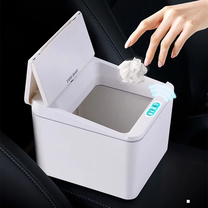 Intelligent Mini Desktop Trash Can Automatic Touchless Infrared Motion Sensor Trash Can Car Trash Portable Storage For Kitchen