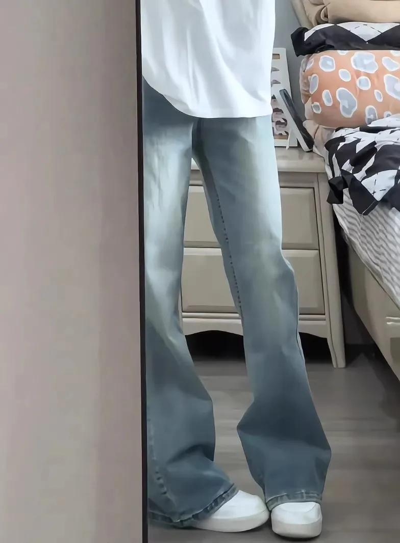 

Light Blue Men's Summer Thin American Vibe Trendy Brand Knife Jeans High Waist Slim Straight Leg Jeans Straight Tube Pants