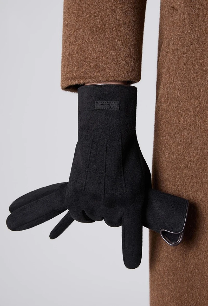 Thermal Touch Screen Winter Gloves, Full Deerskin Suede Soft and Warm, Fleece and thick outdoor cycling / driving woolen gloves