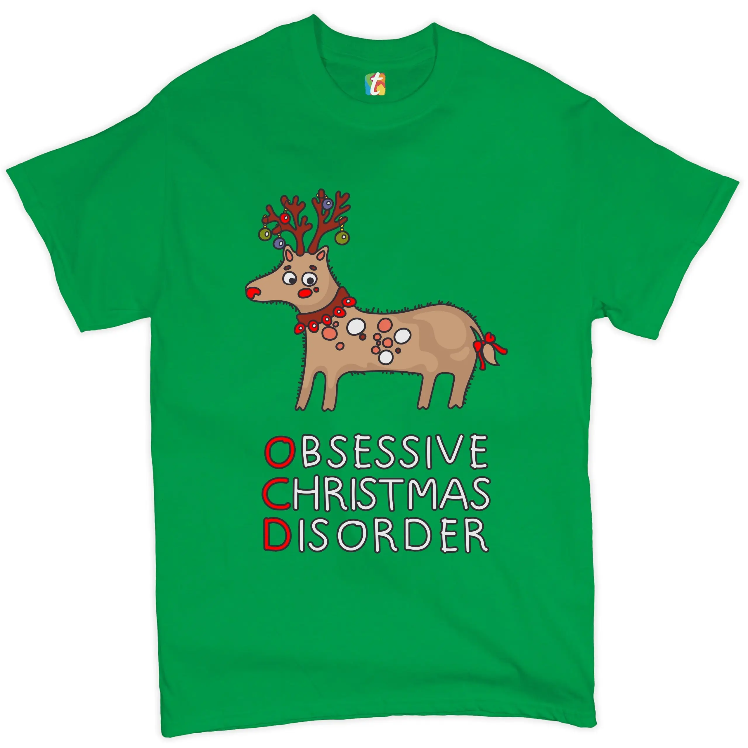 OCD Obsessive Christmas Disorder T shirt Reindeer Rudolph Funny Men's