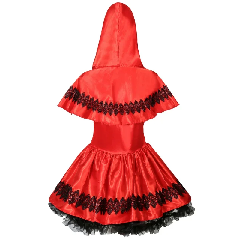 Halloween cosplay traje feminino vestido chapeuzinho vermelho uniforme roleplay festa conto de fadas palco mostrar sexy saia vermelha