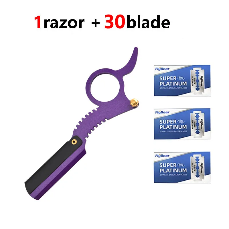 Vintage Manual Ring-Shaped Razor Holder - Men's Grooming Stainless Steel Razor for Shaving & Eyebrow Trimming  Holder and Blades
