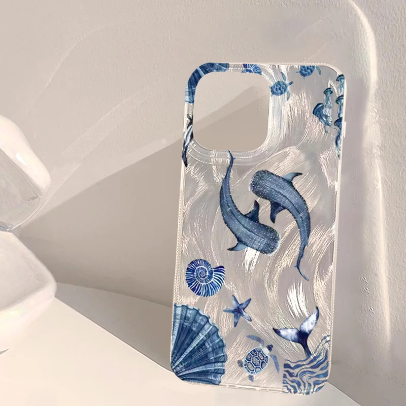 Ocean Animal Whale Turtle Trendy Pattern Phone Case for Xiaomi Poco X7 X6 X5 F7 M6 Pro 4G Mi 11 Lite 5G 13T 14T Pro Bumper Cover
