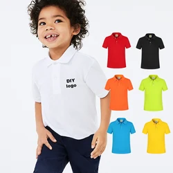 DIY LOGO Boys Multicolor Summer Polo Shirts Cotton Boys Clothes Short Sleeve Tops Kids Polo Shirt Blue White Boys Clothing