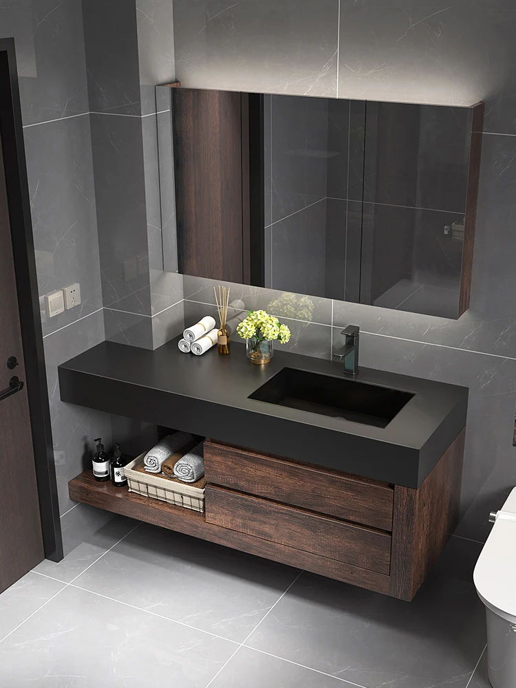 Stone Plate Whole Washbin Bathroom Cabinet Combination Ceramic Seamless Connection Bathroom Table Bathroom Cabinet