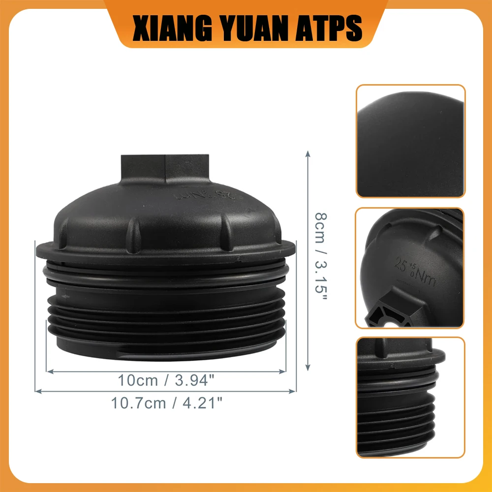 

03H115433 Engine Oil Filter Housing Cover Cap For VW Touareg 3.6L 2013-2022 Plastic Black car accessories