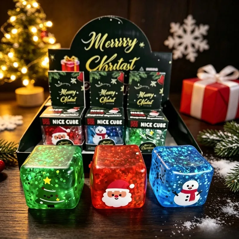 Brand-new Christmas Tree Toys Pinch Music To Decorate Christmas Gifts Vent Ball Cube Slow Rebound Maltose Ice Cube Toys