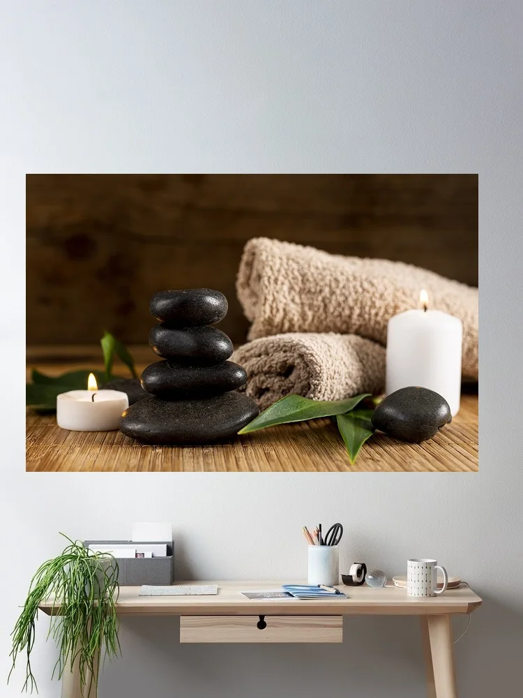 Stone Man Made Spa Art Print Canvas Poster, Living Room Decor, Home Wall Picture