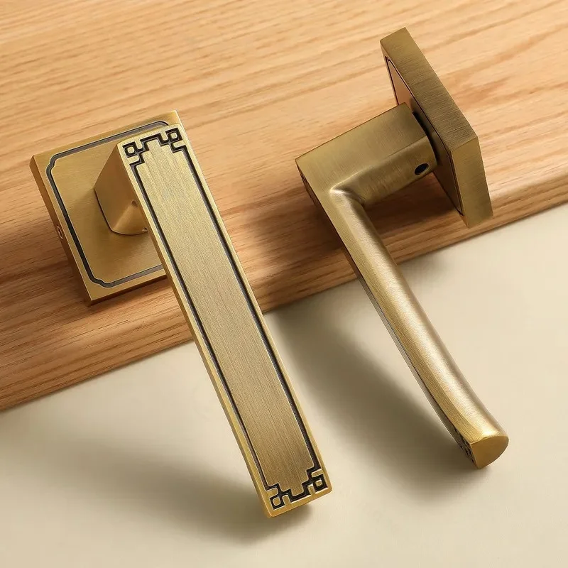 American Light Luxury Indoor Bedroom Pure Copper Door Lock Universal High End Office Room Lock Set