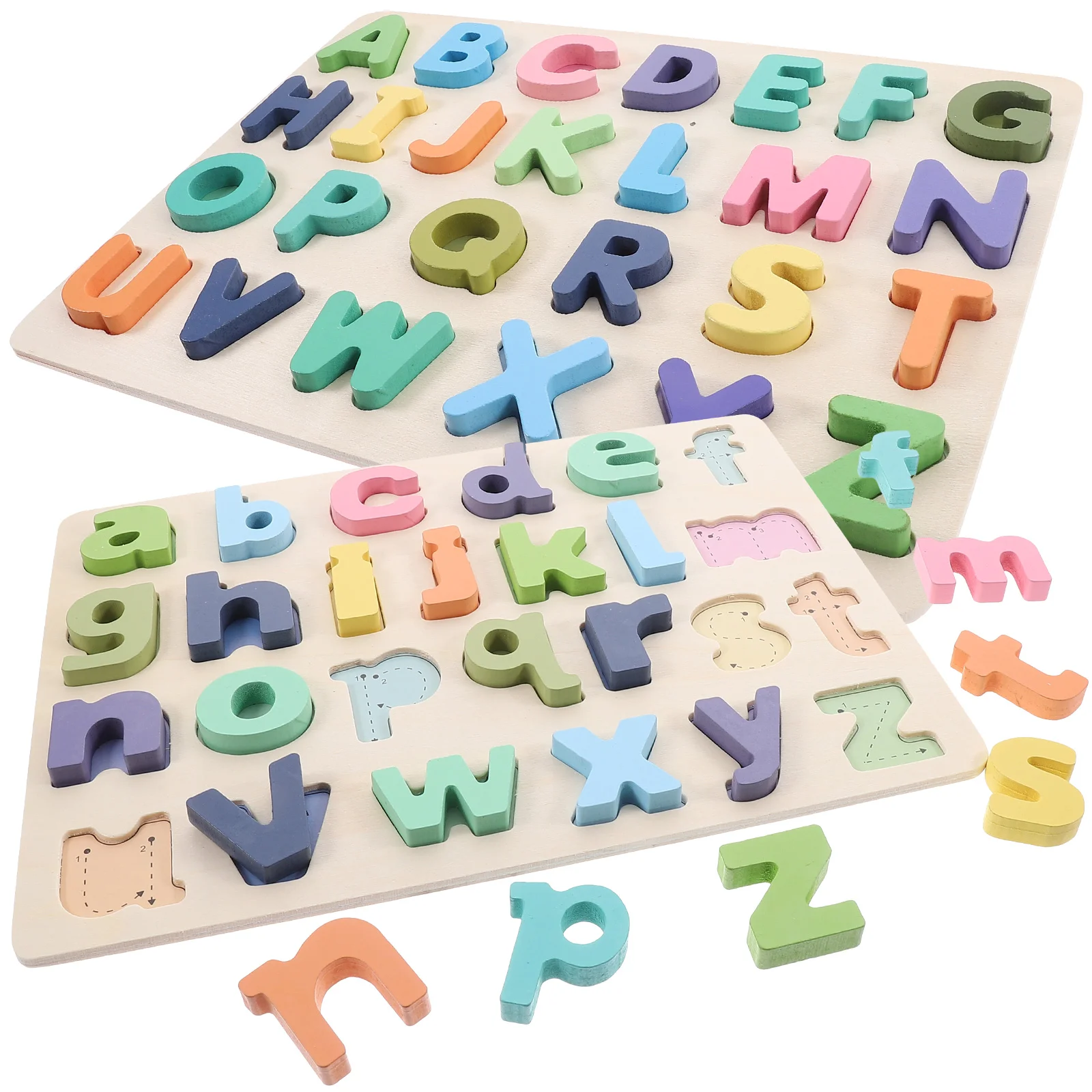 2 set di puzzle e puzzle coordinati per l'educazione precoce Giocattolo intelligente Puzzle per bambini in legno con pavimento dell'alfabeto per bambini