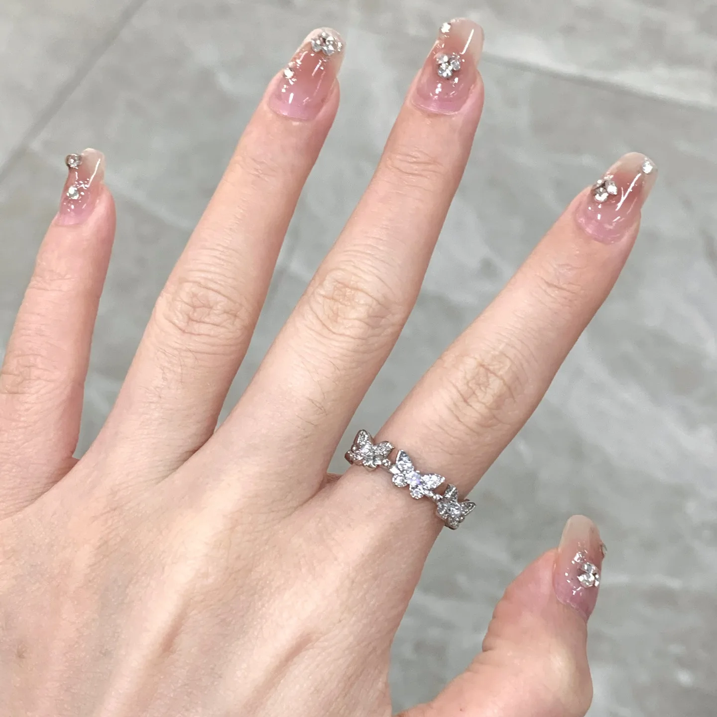 1PC شخصية الموضة الزركون فراشة خاتم المرأة المد ضوء الفاخرة المتخصصة تصميم فلاش خاتم الماس #4