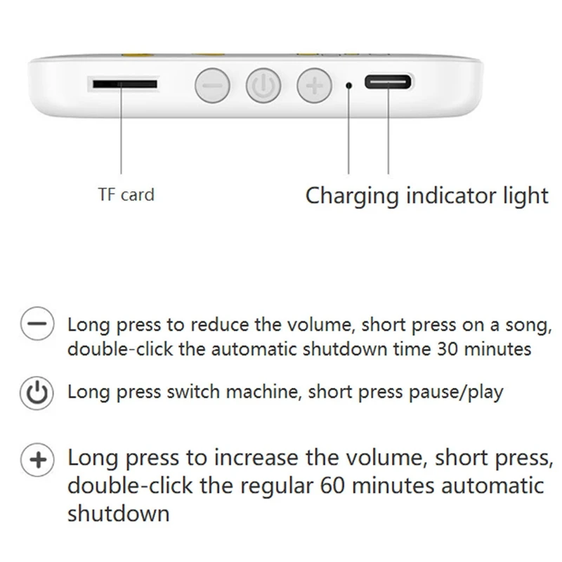 Caixa De Música De Condução Óssea Sem Fio, Bluetooth 5.2, Suporte TF Card, Mini Estereoscópico Sob Travesseiro