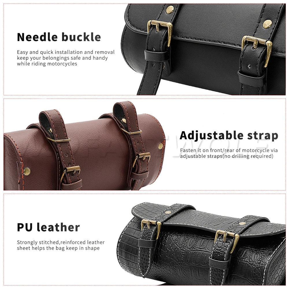 PU motocykl Cruiser torba na narzędzia widelec kształt beczki kierownica przedni widelec torba czarna kierownica przedni widelec torba motocyklowa sakwa