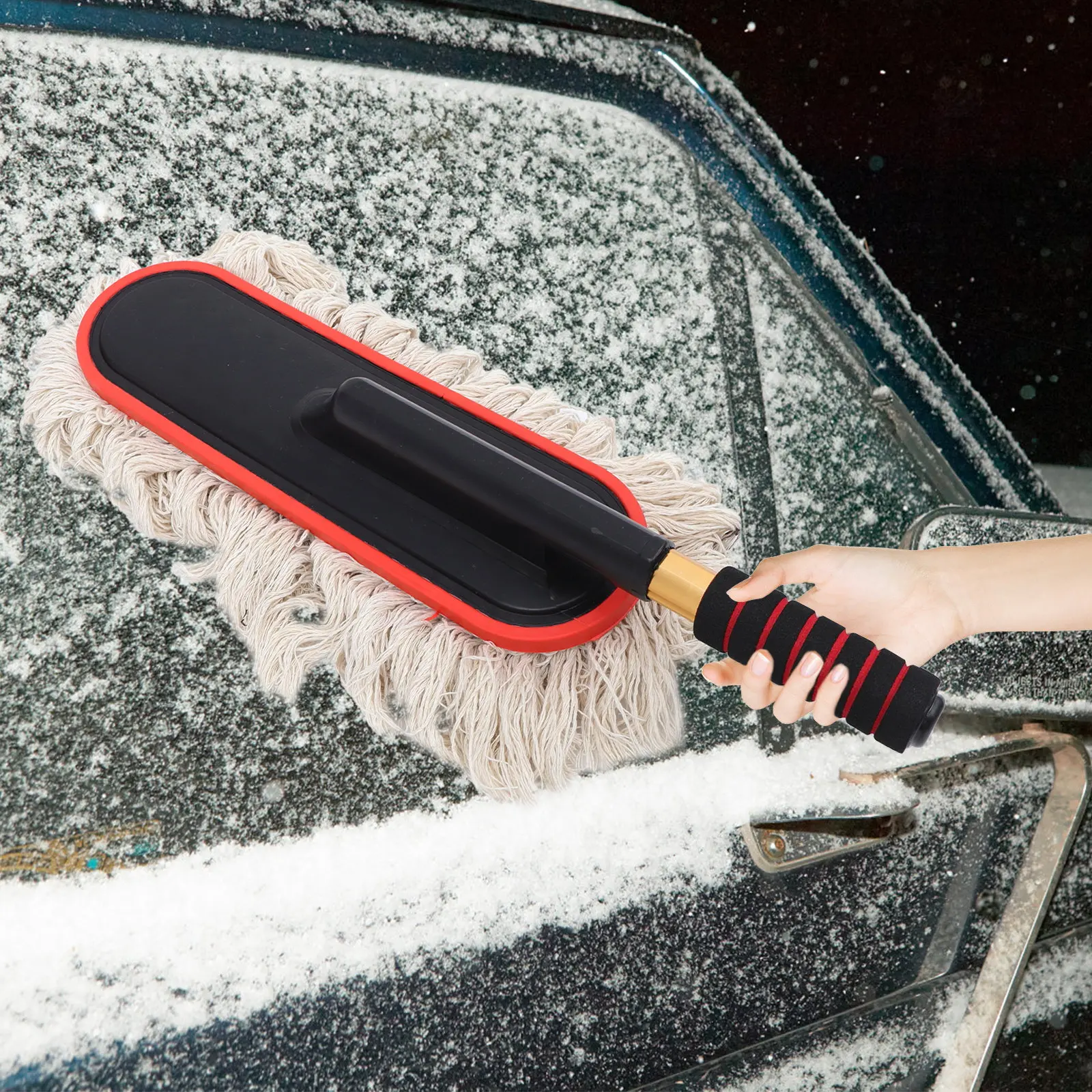 

Щетка для мойки автомобиля с выдвижной длинной ручкой, мягкой рукояткой, телескопическим стержнем из алюминиевого сплава, для удаления пыли с автомобилей, фургонов и грузовиков