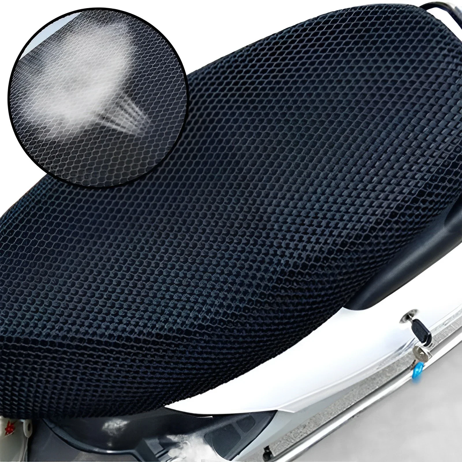 Motorcycle Electric Seat Cover Breathable Sun Protection 3D Mesh Fabric Scooter Seat Cover Pad Anti-skid Honeycomb Mesh Cushion