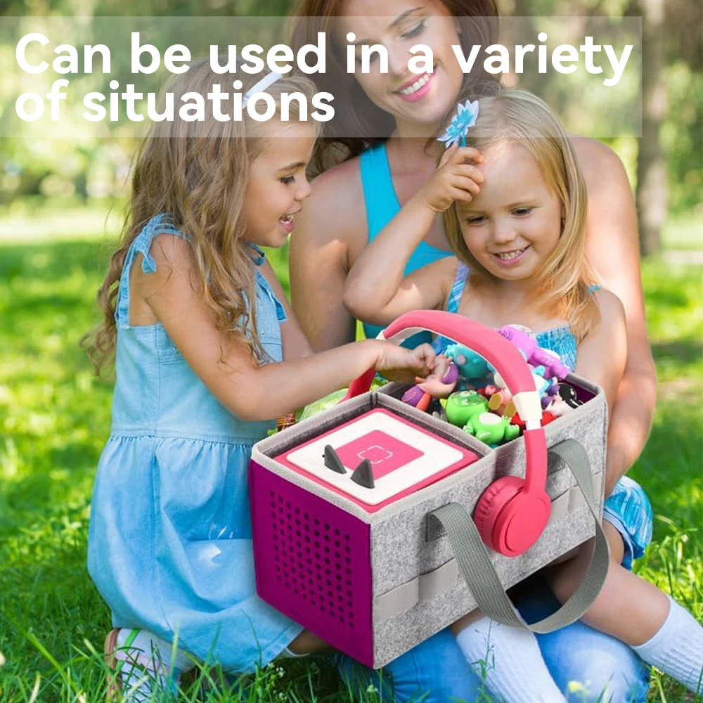 Carrying Case for Toniebox Starter Set and Tonies Figurines, Travel Felt Cloth Musical Toy Folding Bag for Toniebox Accessories
