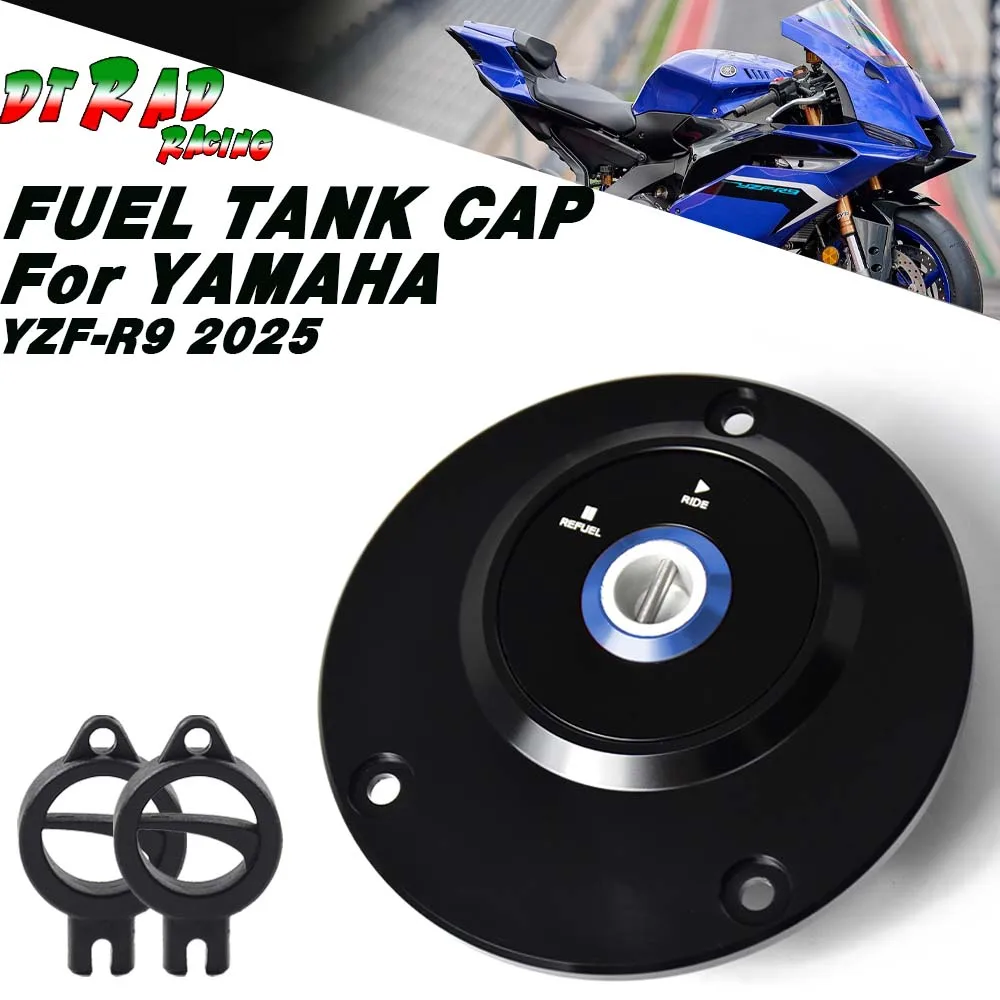 New Style For YAMAHA YZF-R9 2025 Aluminum Alloy Anti-Theft Fuel Tank Gas Filler Cap Key Locking Fast Gasoline Plug Modified Part