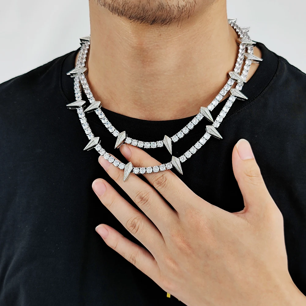 ESKEEM HipHop Jewelry Iced Out Tennis Choker White Gold Plated Micro Pave Diamond 5mm Black Panther Tennis Necklace Men