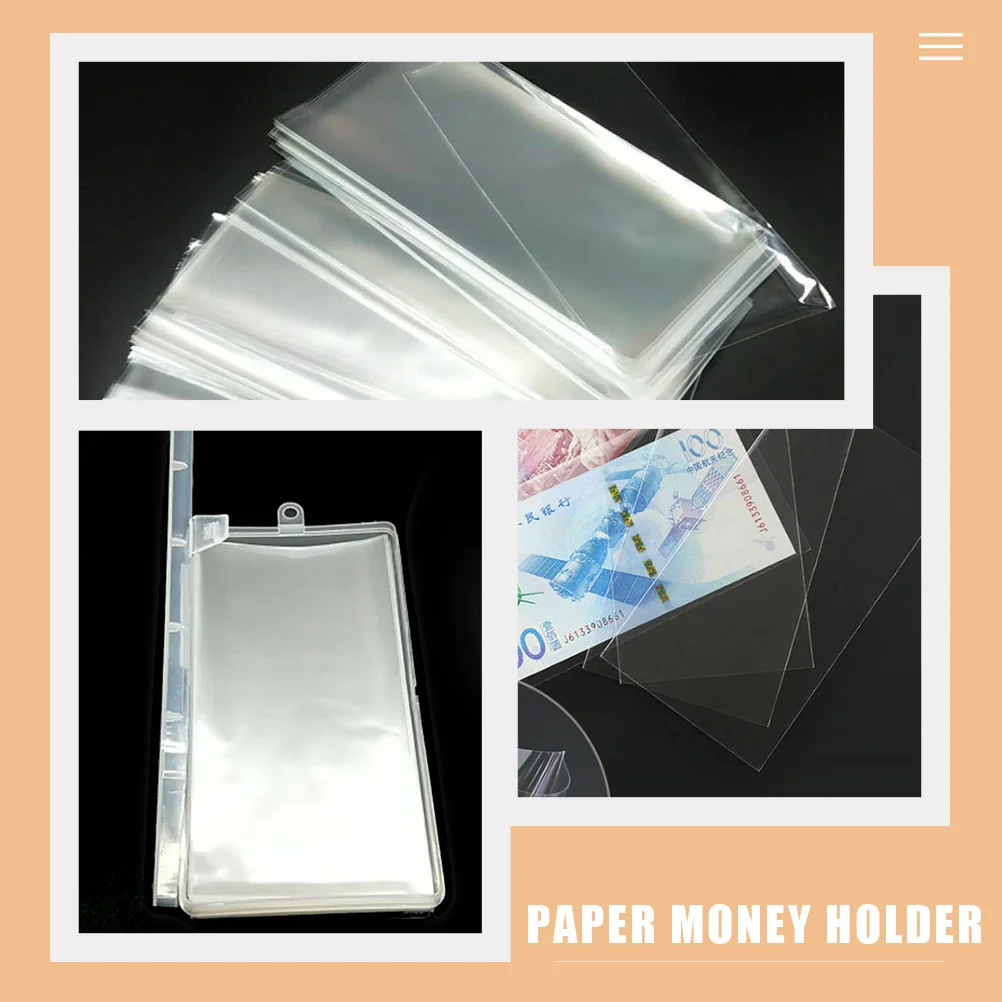 Plastic Banknote Storage Bags Clear Protective Pouch for Paper Money Holder Collectors Album Case Stamp Cover Collection