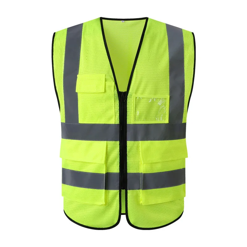 Hi Vis Workwear Highlight Reflective Vest Construction Safety Workwear Mesh Fluorescent Vest Road Administration Coat Jacket