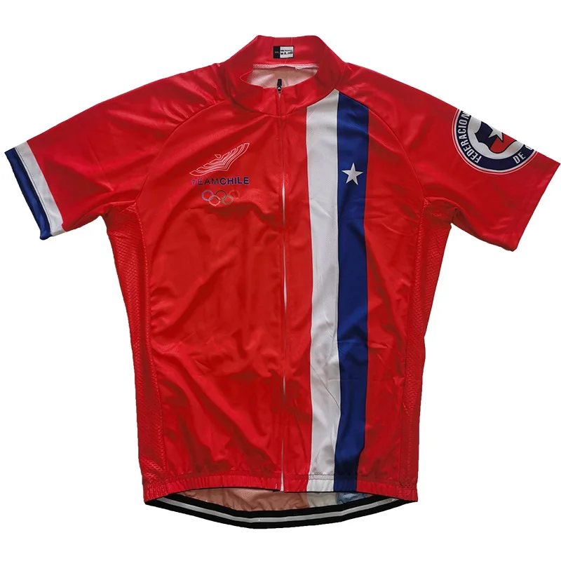 Cycling Jersey for Men, Chile MTB Bib, Sun Dry, Breathable Shirt, Tight Red Clothing, Top Riding, Road Racing, Cycling, Summer