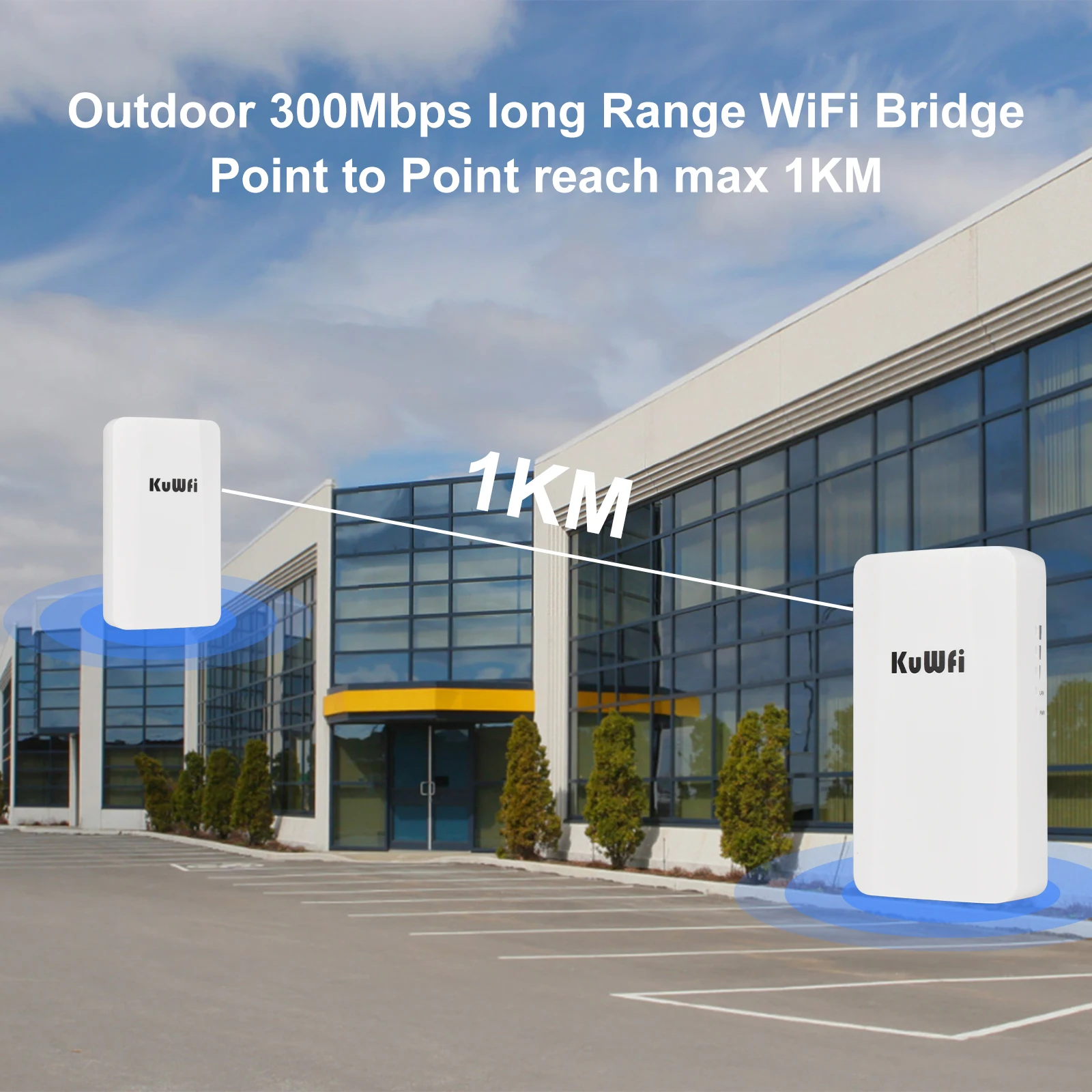 Kuwfi roteador wi-fi ao ar livre 300mbps ponte sem fio 1km de longo alcance 2.4g wifi repetidor extensor amplificador de sinal wi-fi ponto de acesso