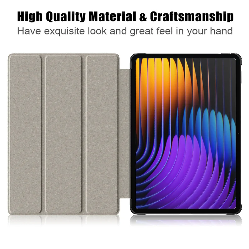 Case for Xiaomi Pad 7 Pro Tablet Cover Tri-folding PU Leather Back Stand for Xiaomi Pad 7 11.2'' 2024 Case Cover Auto Wake Sleep