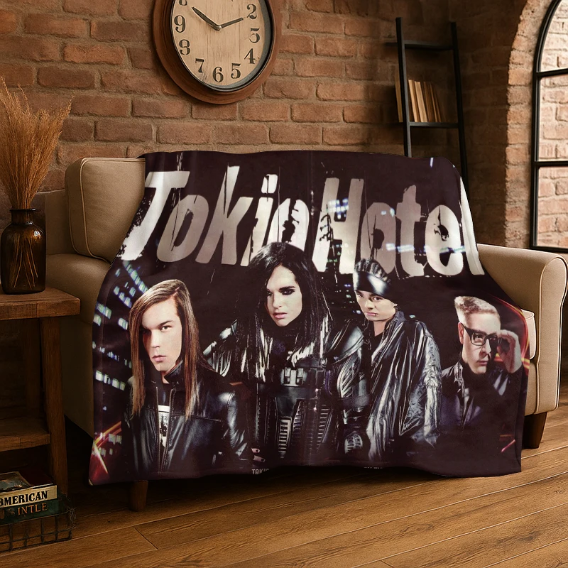 Rock Band Tokio Hotel Bill Kaulitz Flannel Blanket Soft Warm Throw Blanket for Bedroom Living Room Bed Travel Camping Picnic
