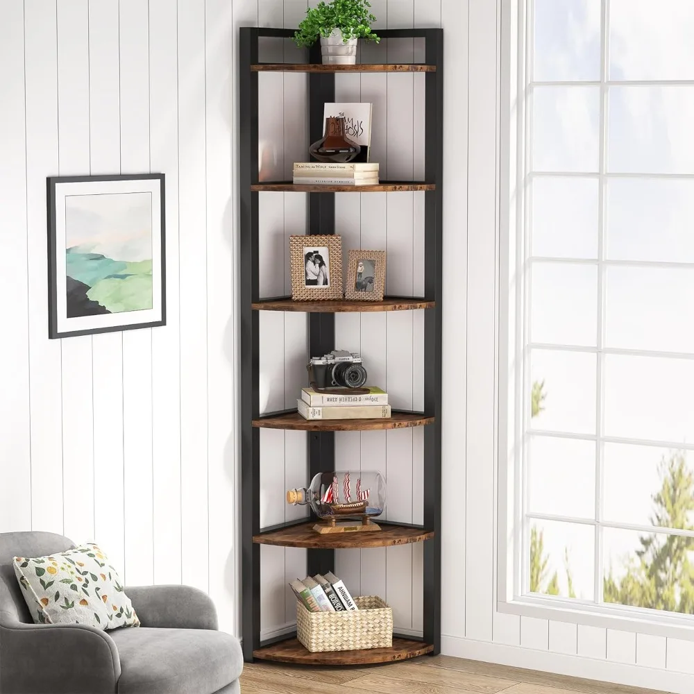 

Tribesigns 70.9 Inch Tall Corner Bookshelf Small Bookcase Rustic Corner Shelving Unit Storage Rack for Living Room, Home Office