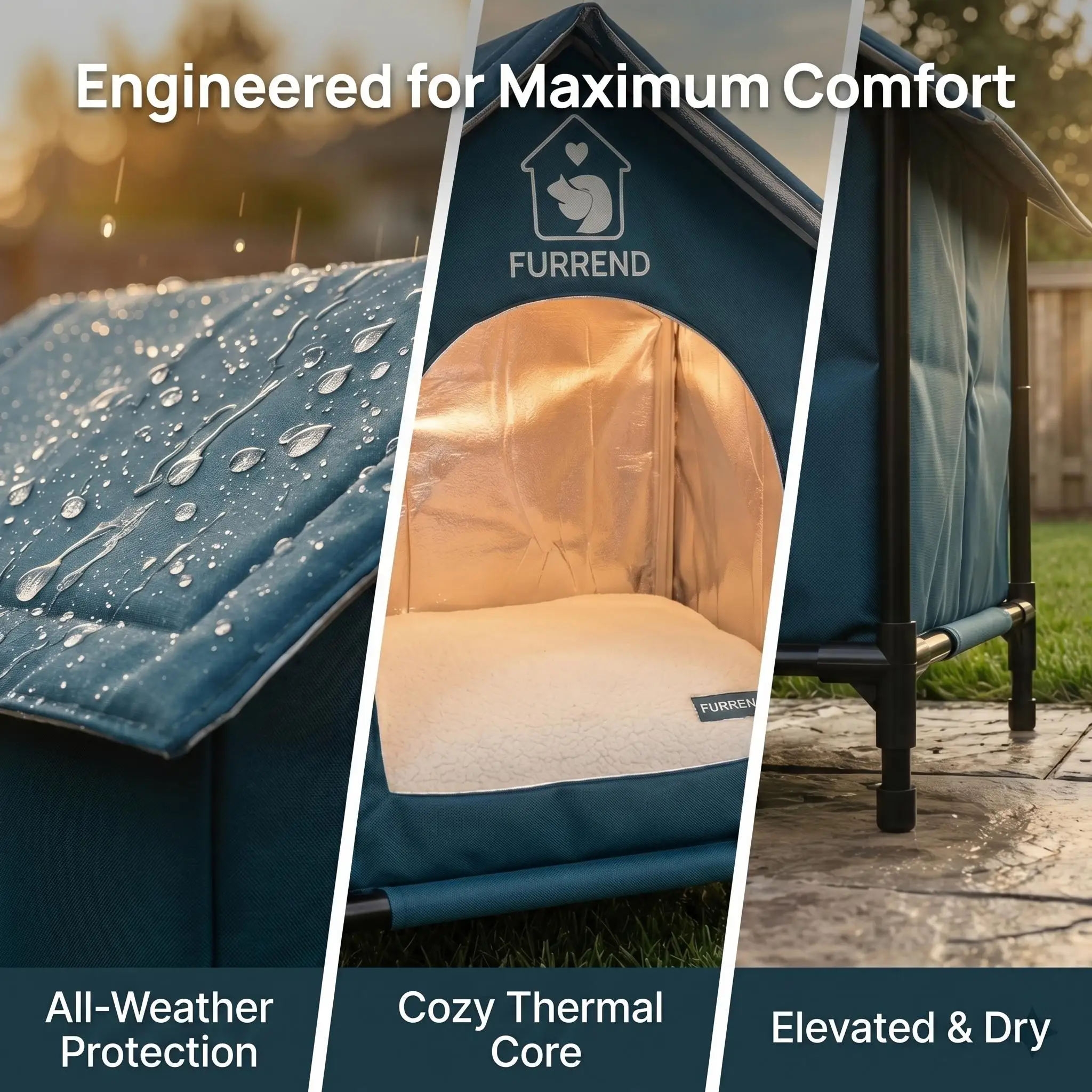 Waterproof Outdoor Pet House for Small Dogs Cats All-Season Oxford Dog Kennel Windproof Cat Shelter Scratch-Resistant Puppy Cave Tent Sturdy Washable Pet Bed Includes Warm Soft Blanket & Brackets view 5