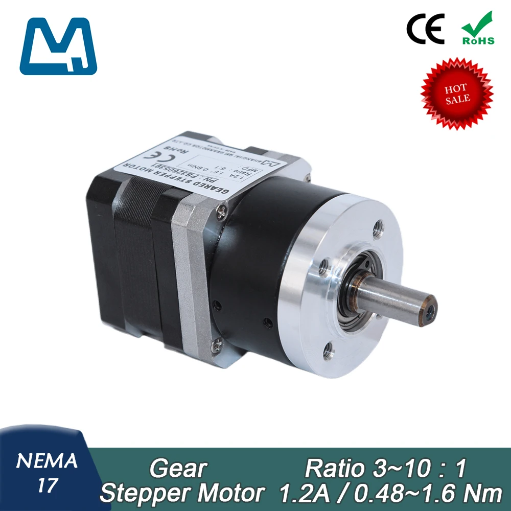 Nema17 Planetary Gearbox Ratio 10:1 42 Stepper Motor 26mm Body Lenght 1.2A 0.16Nm