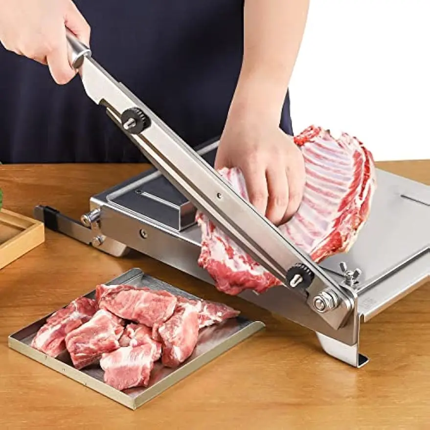 2 Blades Manual Ribs Meat Chopper Slicer Stainless Steel Hard Bone Cutter Beef Mutton Household Vegetable Food Slicing Machine W