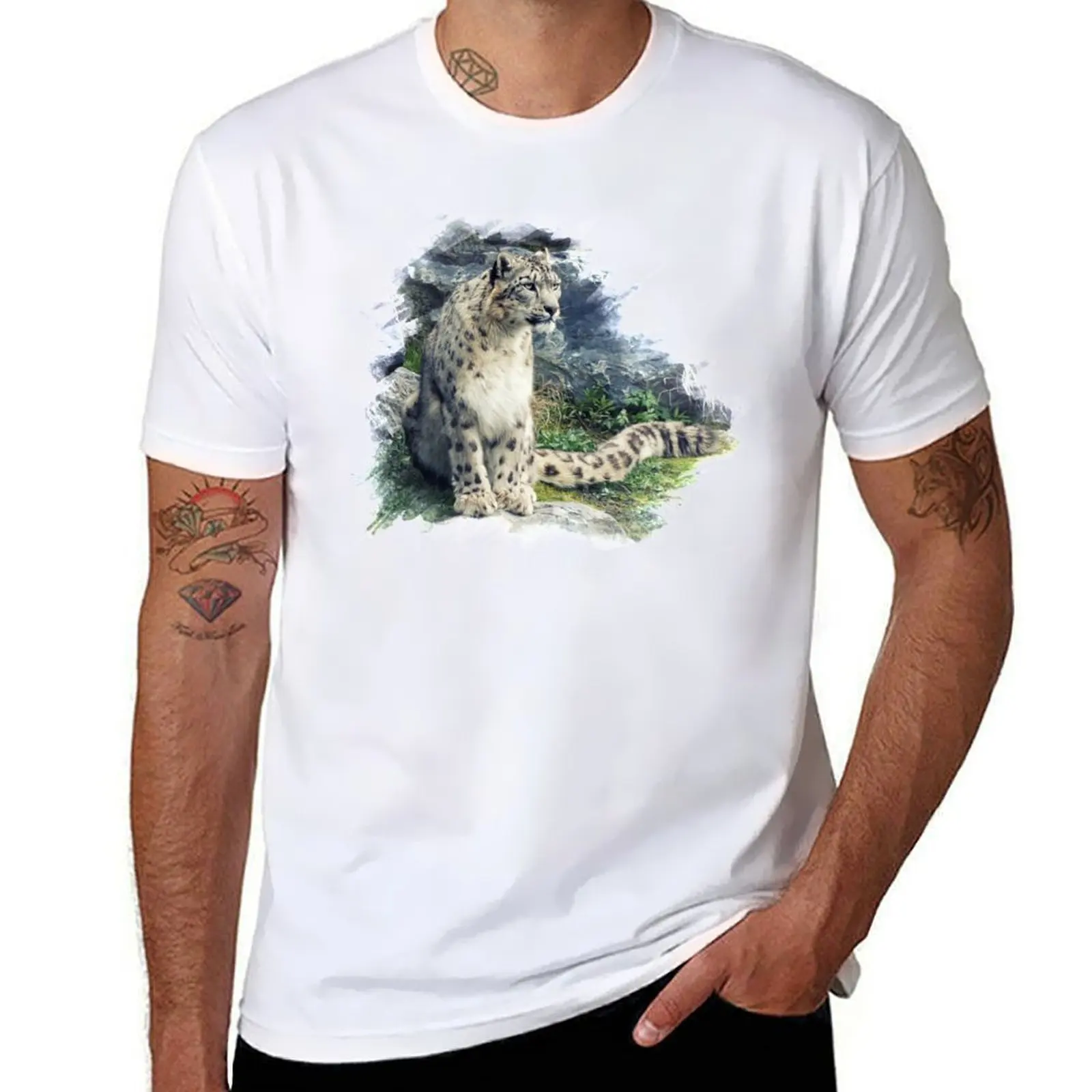

Snow Leopard T-Shirt t shirts for man graphic vintage t shirts for man cotton soft funny t shirts cotton T-Shirt