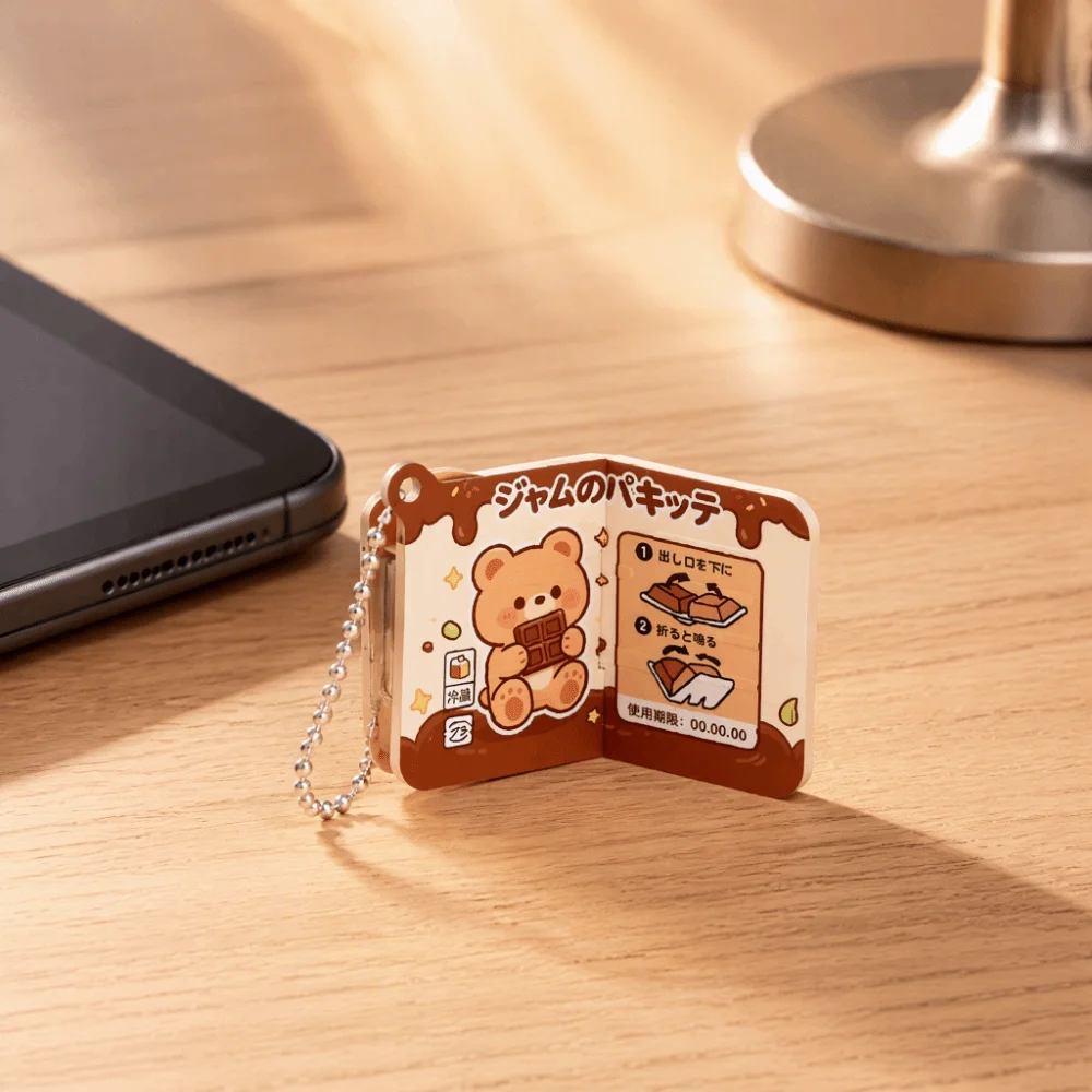 Bendable Structure Jam Keychain with Crisp Click Snap Sound Realistic Creative Jam Snap Fidget Funny Mini Food-Themed Pendant